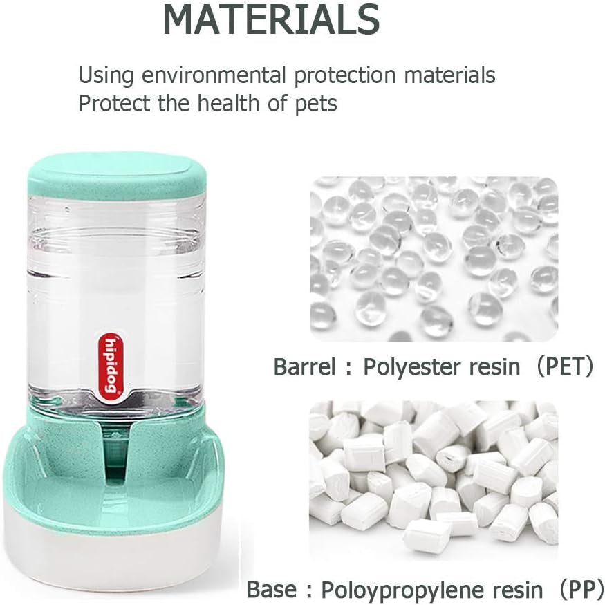 Automatic Cat Feeder Pet Water Dispenser Station for Dogs 1 Gallon Double Bowl Design for Cats or Small Pets(Green Water)
