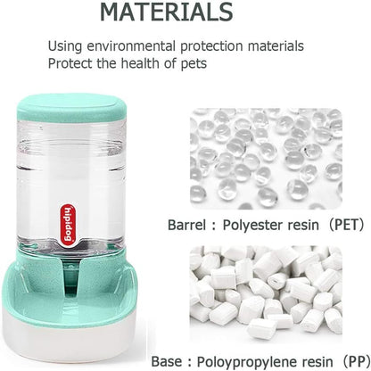 Automatic Cat Feeder Pet Water Dispenser Station for Dogs 1 Gallon Double Bowl Design for Cats or Small Pets(Green Water)