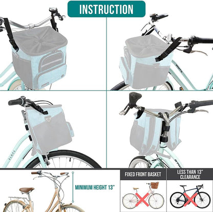 Dog Bike Basket, Soft-Sided Ventilated Pet Carrier Backpack, Blue