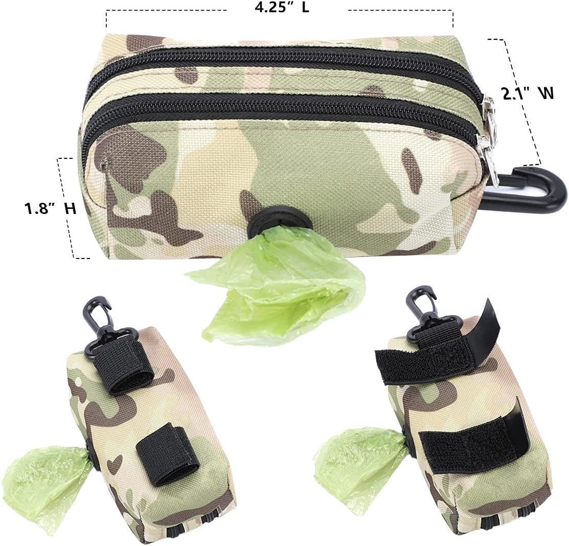 Poop Bag Holder 3 Pack - Dog Poop Bag Dispenser for Leash - Dog Waste Bag Holder Leash Attachment Protable,2 Lock Zipper,Large Capacity,600D Durable Fabric,Doggy Poop Bags Holder,Camo Pink Blue Green