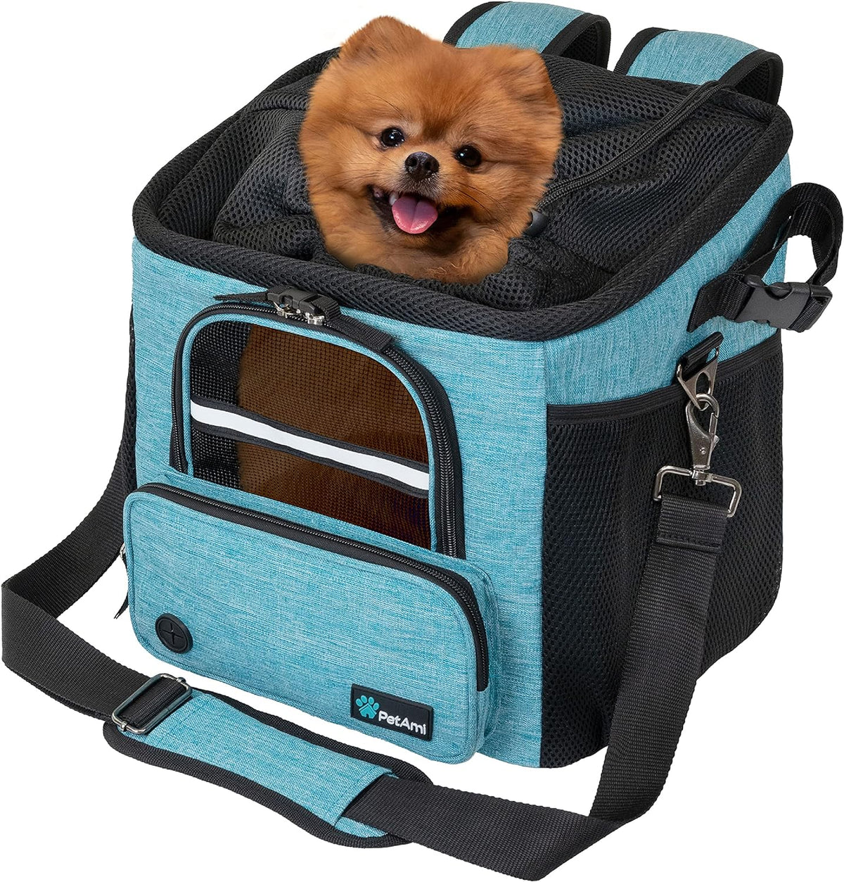 Dog Bike Basket, Soft-Sided Ventilated Pet Carrier Backpack, Blue